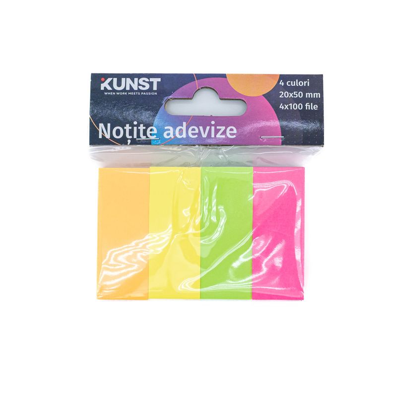 Carti si Birotica - Papetarie - Notite autoadezive - Note adezive KUNST, 4 culori, 100x4 file - Infinity.ro