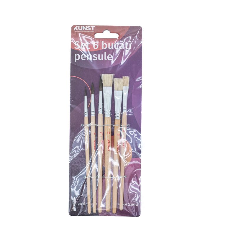Carti si Birotica - Rechizite - Pictura si desen - Pensule si accesorii pictura - Set KUNST 6 Pensule, pentru pictat, diverse marimi - Infinity.ro