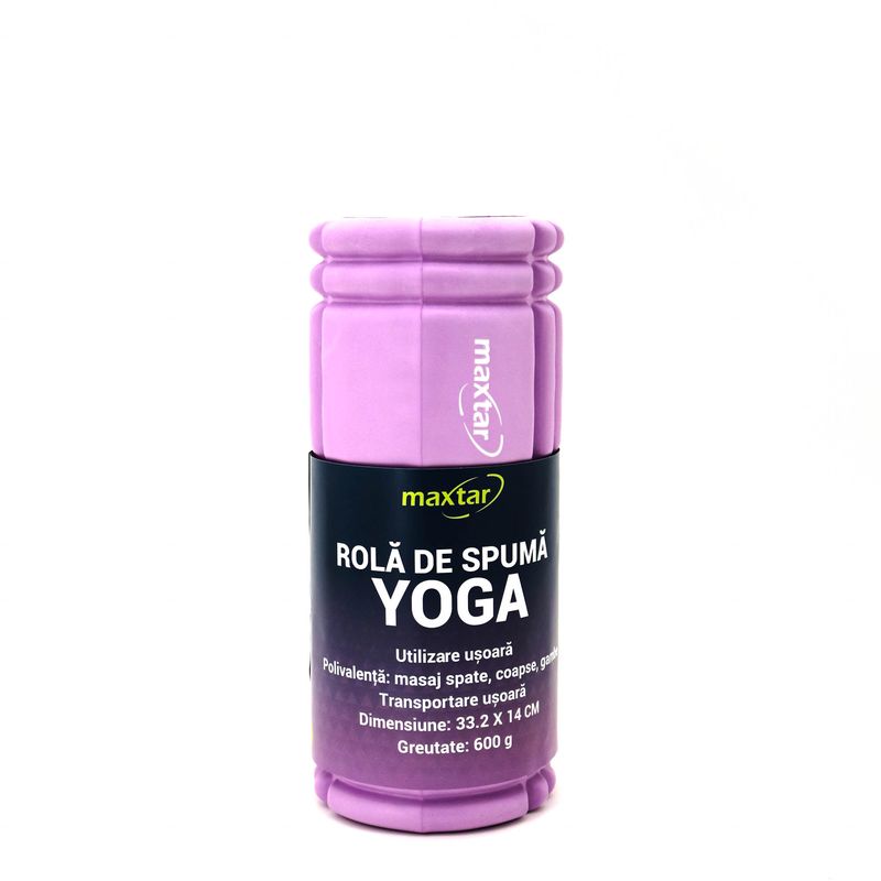 Sport si Outdoor - Accesorii si echipamente sportive - Yoga - Rola MAXTAR, pentru masaj si antrenamente Yoga, Pilates, 33.2 x 14 CM, mov - Infinity.ro