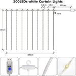 Casa si Gradina - Corpuri si surse de iluminat - Iluminat exterior - Instalatii luminoase exterior - Instalatie de Craciun cu telecomanda, Perdea de lumini, 3 x 3 m, 300 LED-uri, Alb Rece - Infinity.ro