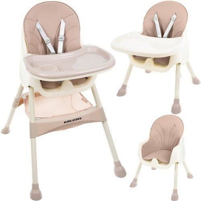 Casa si Gradina - Mobilier - Scaune si fotolii - Scaune - Scaun de masa pentru bebelusi, 3 in 1, roz, max 20 kg, 60x75x92 cm, Kruzzel - Infinity.ro