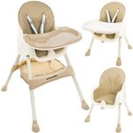 Casa si Gradina - Mobilier - Scaune si fotolii - Scaune - Scaun de masa pentru bebelusi, 3 in 1, bej, max 20 kg, 60x75x92 cm, Kruzzel - Infinity.ro