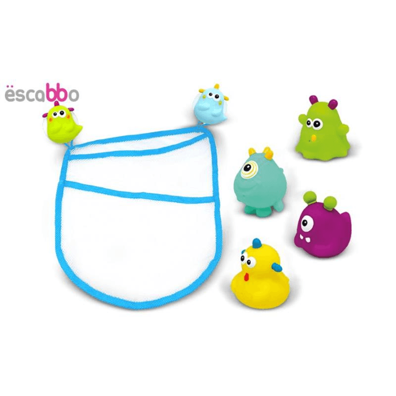 Jucarii, Copii si Bebe - Igiena si ingrijire - Baia bebelusului - Cadite bebe si accesorii baie - Set saculet cu 4 jucarii de baie Monstruleti ESCABBO 37027 - Infinity.ro