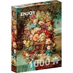 Jucarii, Copii si Bebe - Jucarii si jocuri - Jocuri si puzzle - Puzzle - Puzzle 1000 piese Enjoy - Hans Zatzka: Flowers Still Life with Blue Tit - Infinity.ro