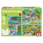 Jucarii, Copii si Bebe - Jucarii si jocuri - Jocuri si puzzle - Puzzle - Puzzle Schmidt - O zi la Gradina zoologica, 3x24 piese, include 1 poster - Infinity.ro
