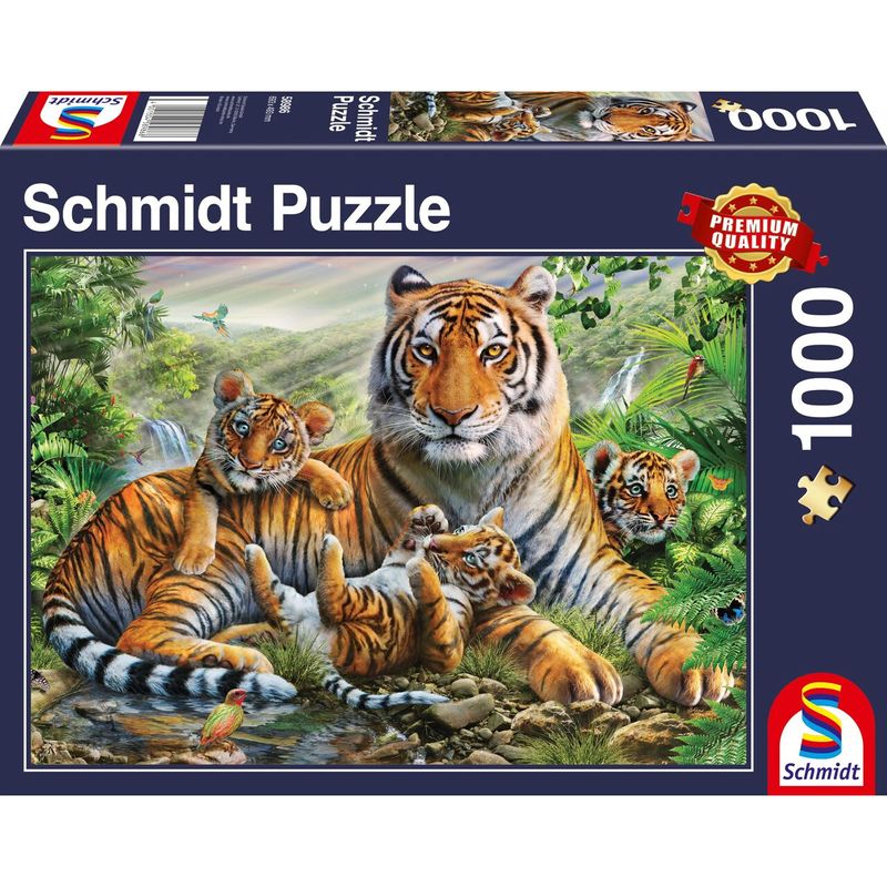 Jucarii, Copii si Bebe - Jucarii si jocuri - Jocuri si puzzle - Puzzle - Puzzle 1000 piese Schmidt - Tiger and Cubs - Infinity.ro
