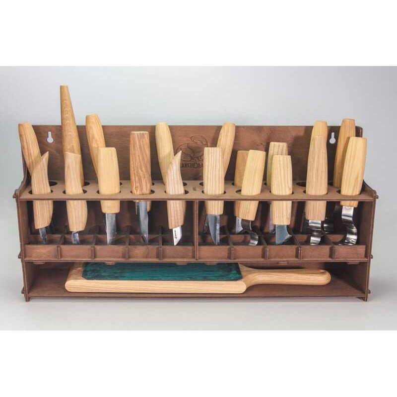 Casa si Gradina - Mobilier - Organizare si depozitare - Cutii depozitare - Suport pentru 20 cutite de cioplit in lemn BeaverCraft TH20 Dark - Infinity.ro