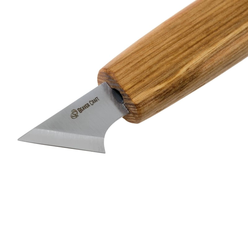 Sport si Outdoor - Camping - Cutite, bricege si accesorii - Cutite si bricege - Cutit cu ascutis oblic pentru sculptura geometrica in lemn BeaverCraft C11, 150 mm - Infinity.ro