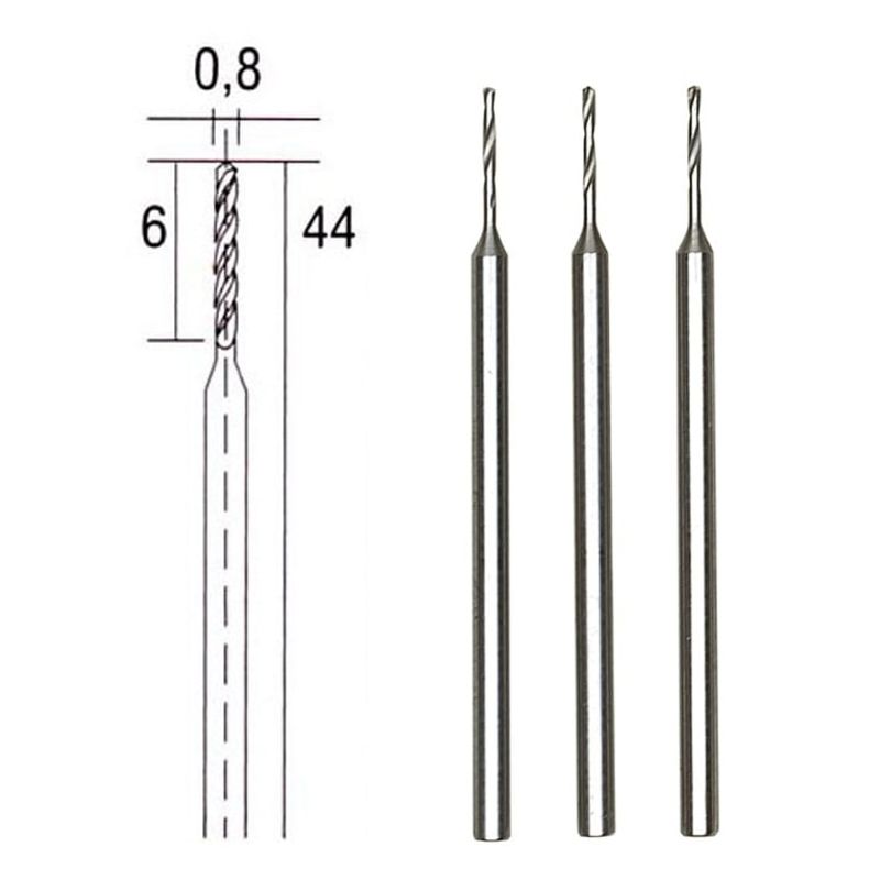 Casa si Gradina - Constructii - Scule electrice si accesorii - Seturi si accesorii pentru gaurit si insurubat - Set burghie HSS pentru metal, plastic si lemn Proxxon 28852, Ø0.8 mm, 3 bucati - Infinity.ro