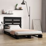 Casa si Gradina - Mobilier - Paturi si accesorii - Paturi - Cadru de pat, negru, 90x200 cm, lemn masiv de pin - Infinity.ro
