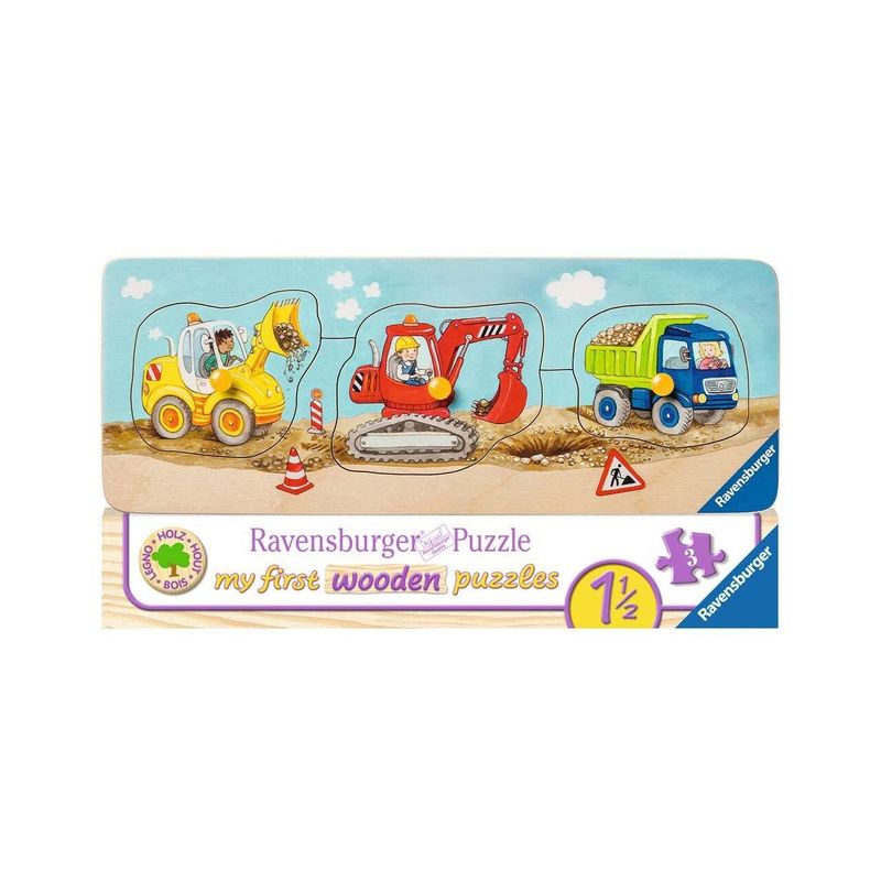Jucarii, Copii si Bebe - Jucarii si jocuri - Jocuri si puzzle - Puzzle - Puzzle 3 piese Ravensburger - Lemn Utilaje Constructii - Infinity.ro