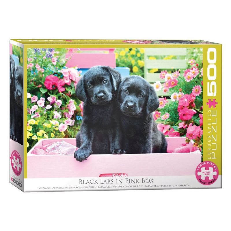 Jucarii, Copii si Bebe - Jucarii si jocuri - Jocuri si puzzle - Puzzle - Puzzle 500 piese XXL - Black Labs in Pink Box - Infinity.ro