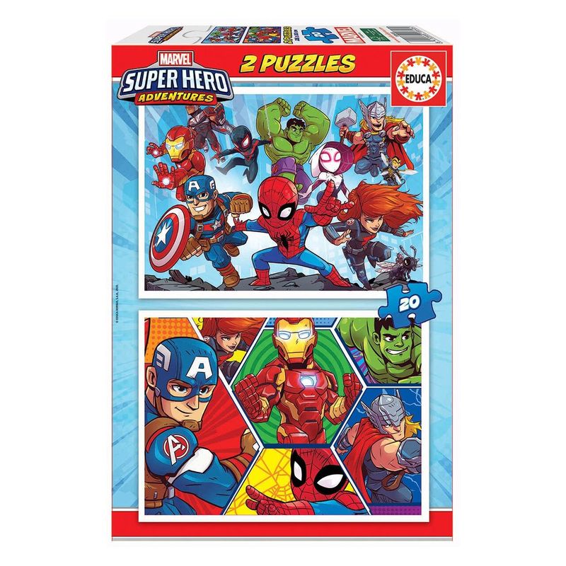 Jucarii, Copii si Bebe - Jucarii si jocuri - Jocuri si puzzle - Puzzle - Puzzle Educa - Marvel Super Heroe Adventures, 2x20 piese - Infinity.ro