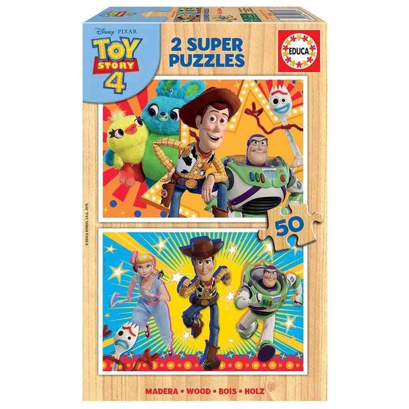 Jucarii, Copii si Bebe - Jucarii si jocuri - Jocuri si puzzle - Puzzle - Puzzle din lemn Educa - Toy Story 4, 2x50 piese - Infinity.ro