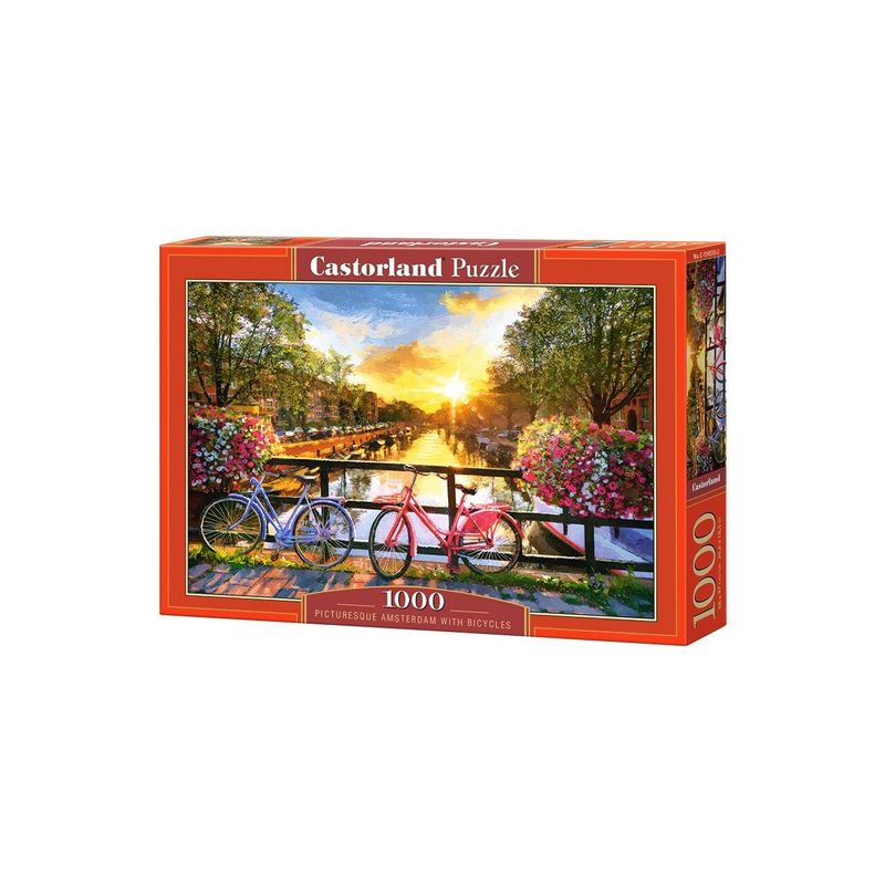 Jucarii, Copii si Bebe - Jucarii si jocuri - Jocuri si puzzle - Puzzle - Puzzle Castorland - Picturesque Amsterdam with Bicycles, 1000 piese - Infinity.ro