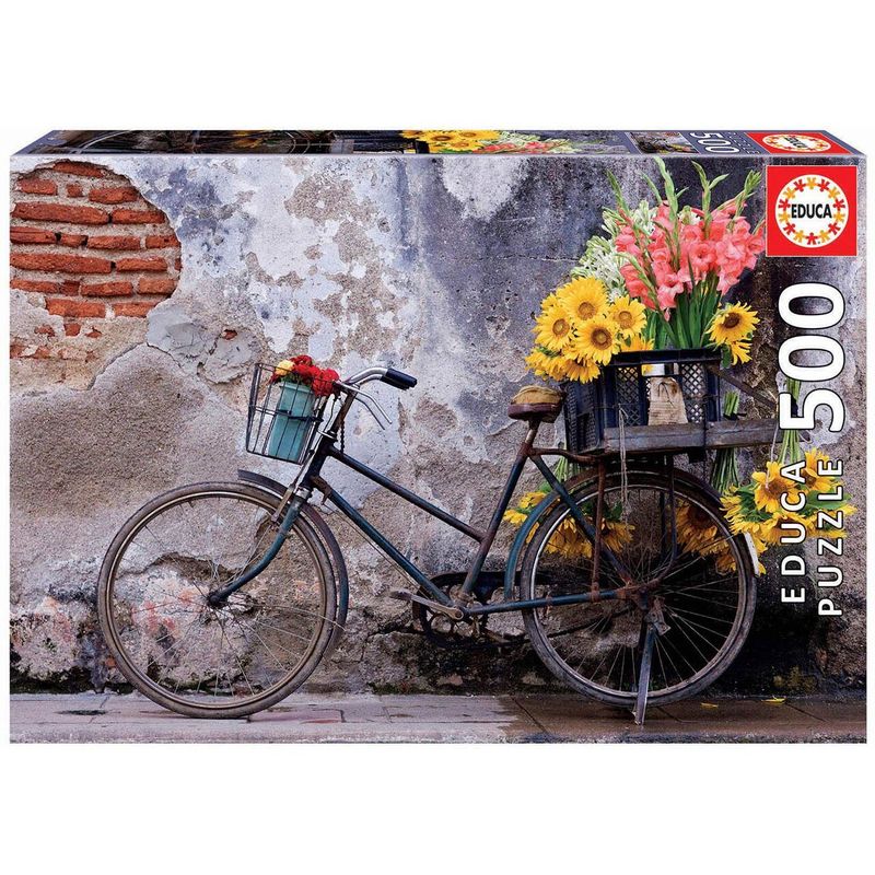 Jucarii, Copii si Bebe - Jucarii si jocuri - Jocuri si puzzle - Puzzle - Puzzle Educa - Bicycle with flowers, 500 piese - Infinity.ro