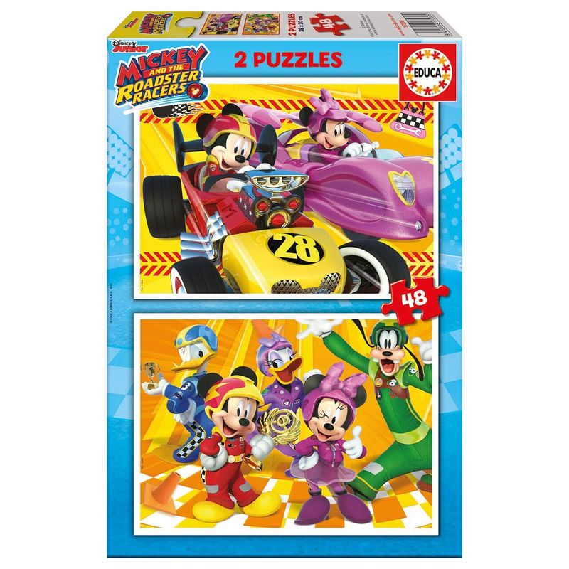 Jucarii, Copii si Bebe - Jucarii si jocuri - Jocuri si puzzle - Puzzle - Puzzle Educa - Mickey and the Roadster Racers, 2x48 piese - Infinity.ro