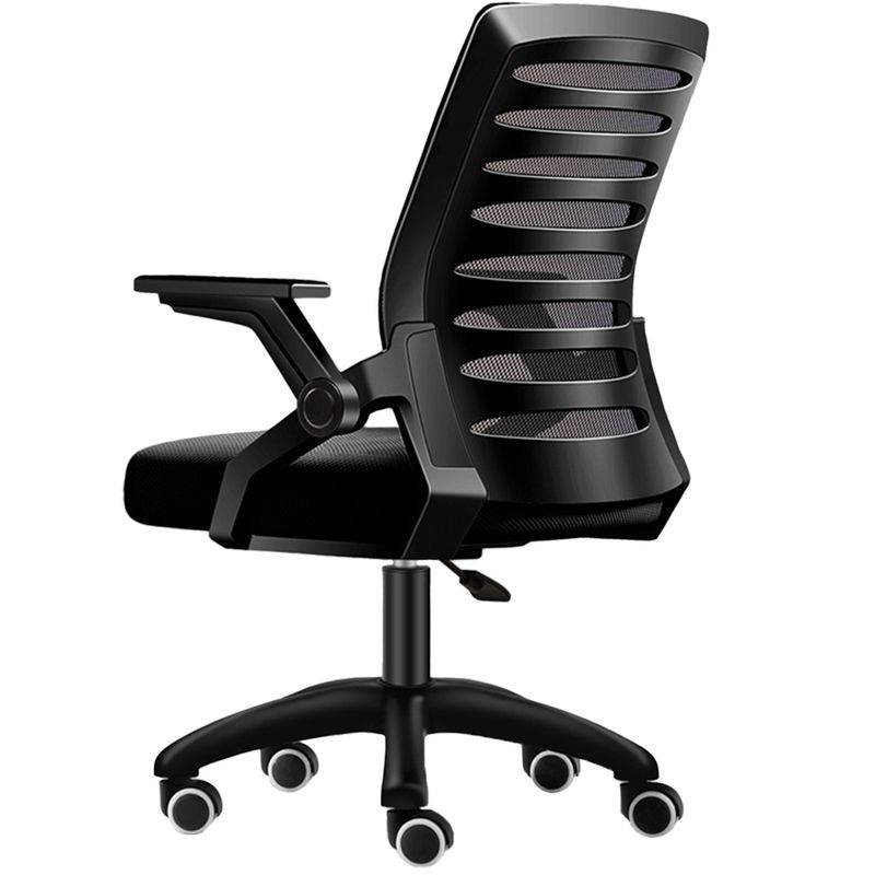 Casa si Gradina - Mobilier - Seturi de mobilier - Seturi mese si scaune - Scaun de birou, Quasar & Co.®, ergonomic, manere rabatabile, inaltime reglabila,suport lombar,mesh,49x50x89-97 cm, negru - Infinity.ro