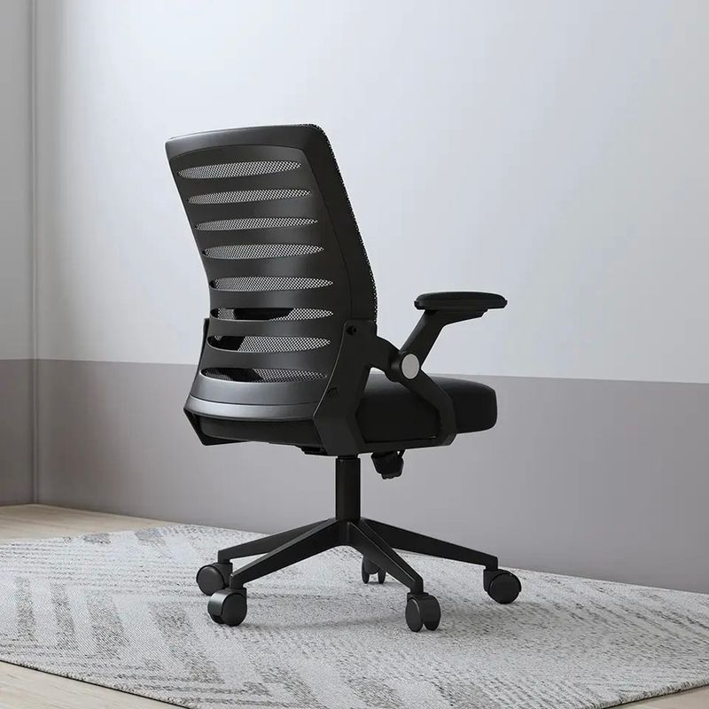 Casa si Gradina - Mobilier - Seturi de mobilier - Seturi mese si scaune - Scaun de birou, Quasar & Co.®, ergonomic, manere rabatabile, inaltime reglabila,suport lombar,mesh,49x50x89-97 cm, negru - Infinity.ro