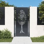 Casa si Gradina - Gradina si terasa - Garduri, panouri si accesorii - Poarta pentru gradina, antracit, 105x180 cm, otel, design copac - Infinity.ro