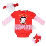 Fashion, accesorii si bijuterii - Copii - Imbracaminte copii - Treninguri si compleuri copii - Set cadou Craciun 3 piese pentru fetite - marimea 6-9 luni - Infinity.ro