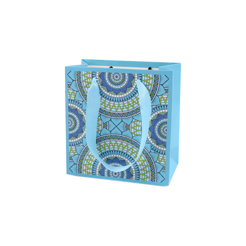 Market - Cadouri - Pungi cadou si accesorii - Punga cadou de hartie Crisalida, 14 x 15 x 7 cm, Mandale albastru azur - Infinity.ro