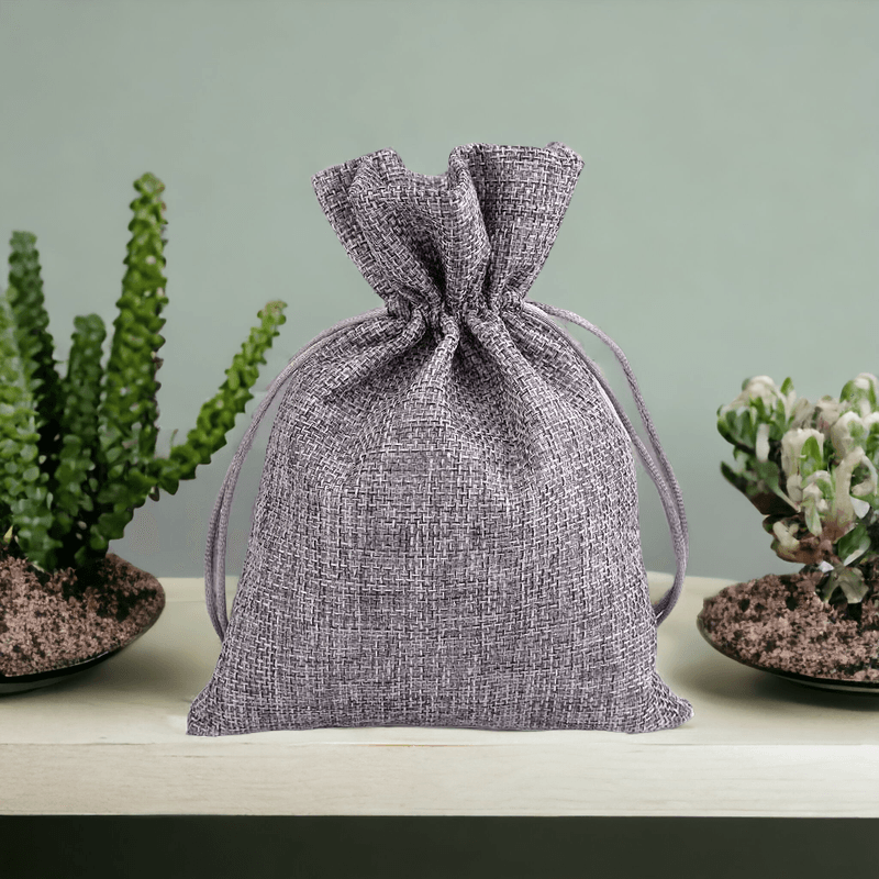 Market - Cadouri - Pungi cadou si accesorii - Saculet decorativ rustic imitatie iuta Crisalida, 13 x 18 cm, Gri - Infinity.ro