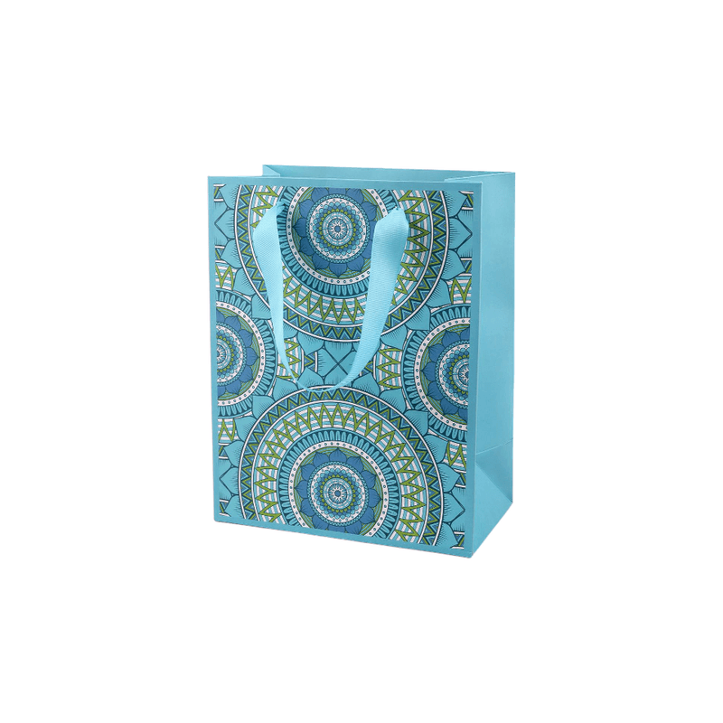 Market - Cadouri - Pungi cadou si accesorii - Punga cadou de hartie Crisalida, 18 x 23 x 10 cm, Mandale albastru azur - Infinity.ro