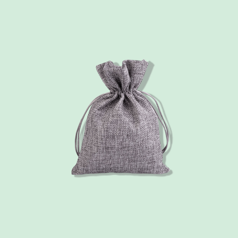 Market - Cadouri - Pungi cadou si accesorii - Saculet decorativ rustic imitatie iuta Crisalida, 13 x 18 cm, Gri - Infinity.ro