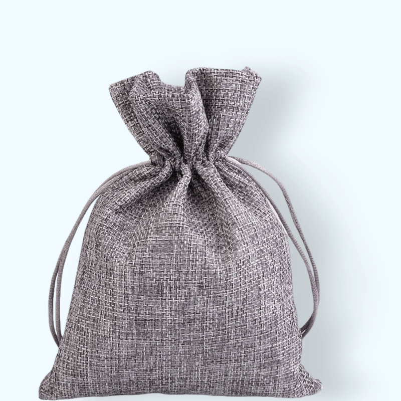 Market - Cadouri - Pungi cadou si accesorii - Saculet decorativ rustic imitatie iuta Crisalida, 13 x 18 cm, Gri - Infinity.ro
