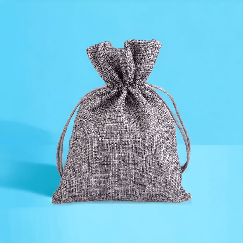 Market - Cadouri - Pungi cadou si accesorii - Saculet decorativ rustic imitatie iuta Crisalida, 13 x 18 cm, Gri - Infinity.ro