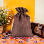 Market - Cadouri - Pungi cadou si accesorii - Saculet decorativ rustic imitatie iuta Crisalida, 19.5 x 27 cm, Maro - Infinity.ro