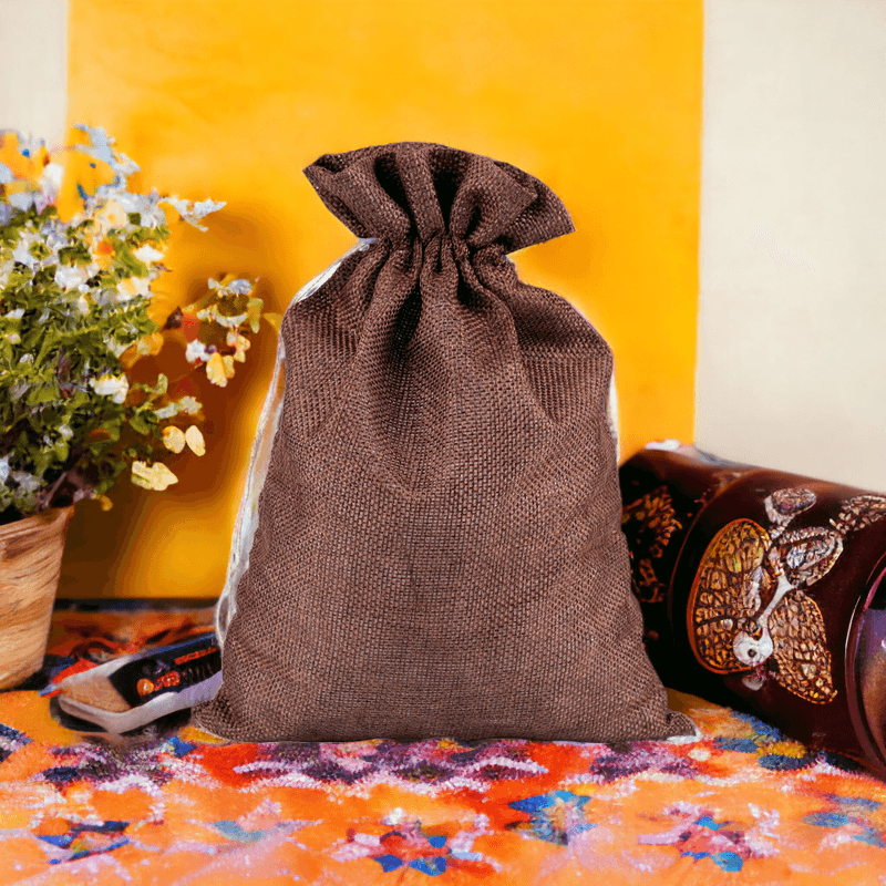 Market - Cadouri - Pungi cadou si accesorii - Saculet decorativ rustic imitatie iuta Crisalida, 19.5 x 27 cm, Maro - Infinity.ro