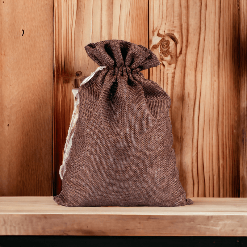 Market - Cadouri - Pungi cadou si accesorii - Saculet decorativ rustic imitatie iuta Crisalida, 19.5 x 27 cm, Maro - Infinity.ro