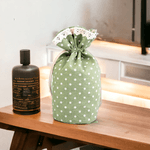 Market - Cadouri - Pungi cadou si accesorii - Saculet decorativ textil cu datela si imprimeu buline Crisalida, 13,5 x 18,5 cm, Verde - Infinity.ro