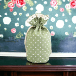 Market - Cadouri - Pungi cadou si accesorii - Saculet decorativ textil cu datela si imprimeu buline Crisalida, 13,5 x 18,5 cm, Verde - Infinity.ro