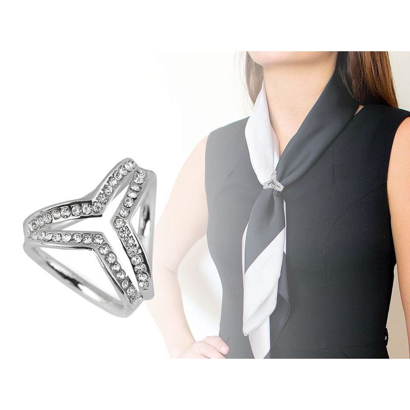 Fashion, accesorii si bijuterii - Femei - Bijuterii femei - Inele femei - Inel pentru esarfa cu strasuri Kyrra, 2,6 x 2,2 cm, Crystal - Infinity.ro
