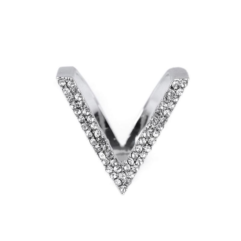 Fashion, accesorii si bijuterii - Femei - Bijuterii femei - Inele femei - Inel pentru esarfa cu strasuri Kyrra, 2,3 x 2,5 x 2,2 cm, Argintiu - Infinity.ro