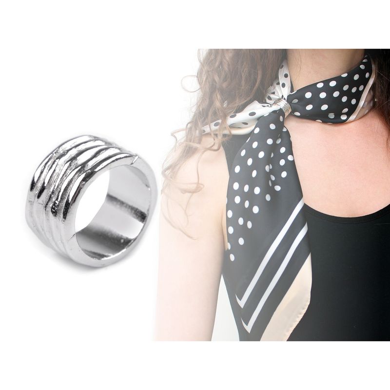 Fashion, accesorii si bijuterii - Femei - Bijuterii femei - Inele femei - Inel metalic pentru esarfa Crisalida 2.3 cm Argintiu - Infinity.ro