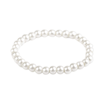 Fashion, accesorii si bijuterii - Femei - Bijuterii femei - Bratari femei - Bratara elastica din perle de sticla, 19 cm, Alb - Infinity.ro