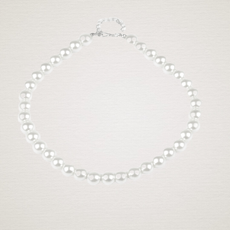 Fashion, accesorii si bijuterii - Femei - Bijuterii femei - Coliere femei - Colier din perle de sticla Crisalida, lungime 43 cm, Crem sidefat - Infinity.ro