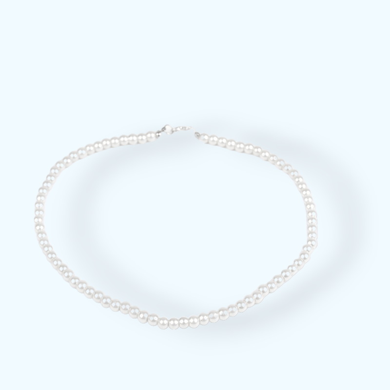 Fashion, accesorii si bijuterii - Femei - Bijuterii femei - Coliere femei - Colier din perle de sticla Crisalida, lungime 42 cm, Alb - Infinity.ro