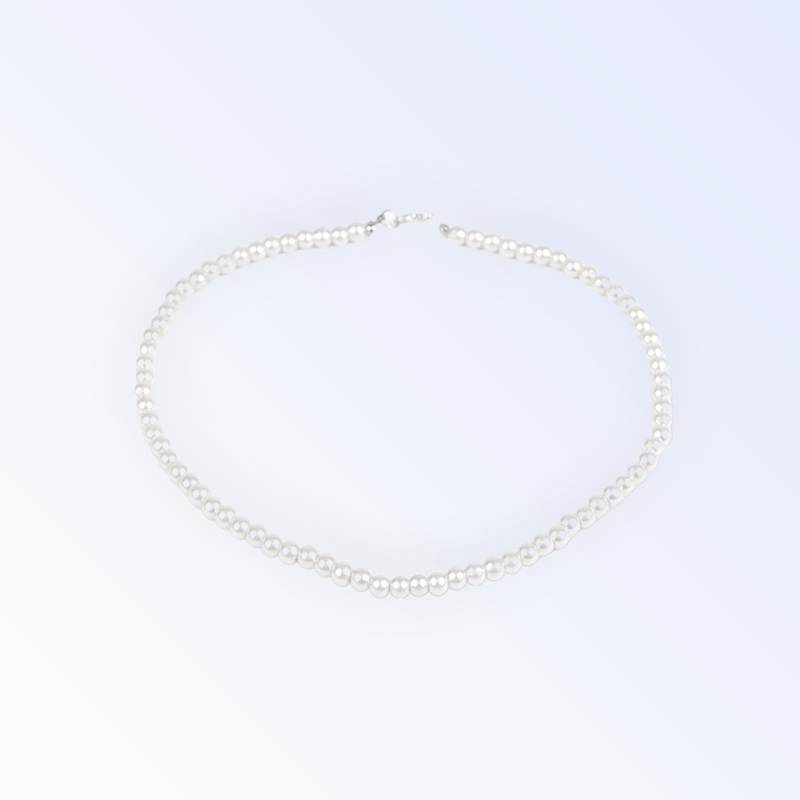 Fashion, accesorii si bijuterii - Femei - Bijuterii femei - Coliere femei - Colier din perle de sticla Crisalida, lungime 42 cm, Alb - Infinity.ro