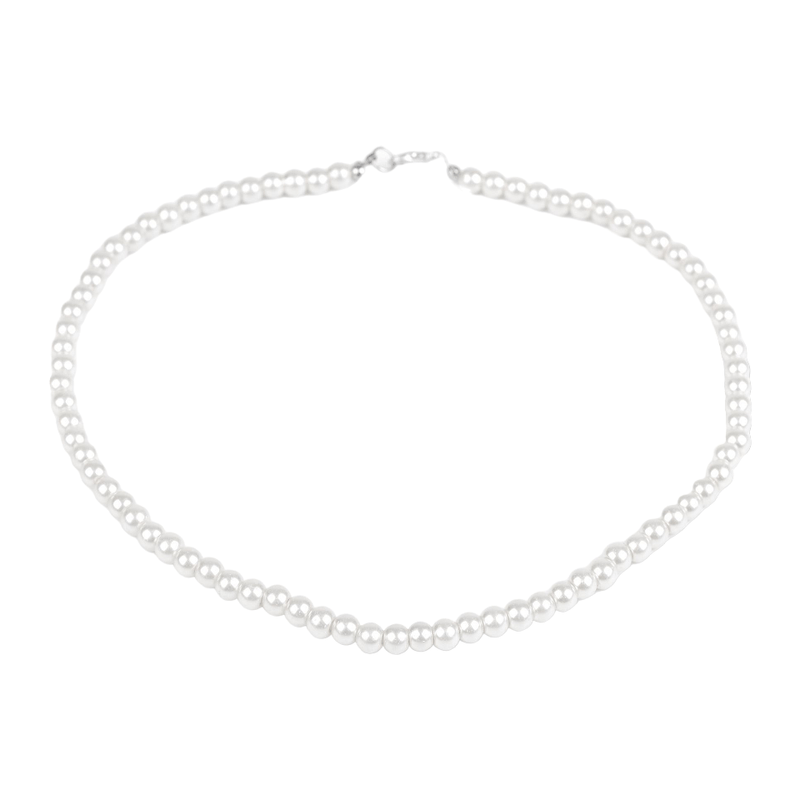 Fashion, accesorii si bijuterii - Femei - Bijuterii femei - Coliere femei - Colier din perle de sticla Crisalida, lungime 42 cm, Alb - Infinity.ro