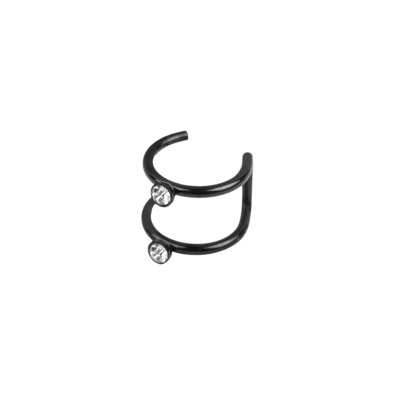 Fashion, accesorii si bijuterii - Femei - Bijuterii femei - Cercei femei - Cercei falsi din otel inoxidabil cu strasuri Crisalida, diametru 10 mm, Negru - Infinity.ro