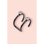 Fashion, accesorii si bijuterii - Femei - Bijuterii femei - Cercei femei - Cercei falsi din otel inoxidabil cu strasuri Crisalida, diametru 10 mm, Negru - Infinity.ro