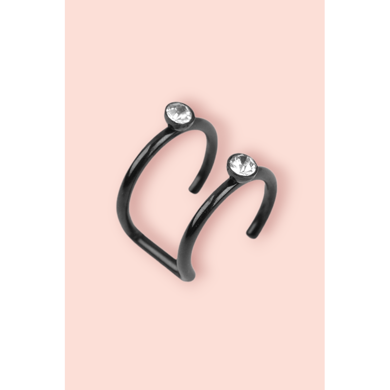 Fashion, accesorii si bijuterii - Femei - Bijuterii femei - Cercei femei - Cercei falsi din otel inoxidabil cu strasuri Crisalida, diametru 10 mm, Negru - Infinity.ro