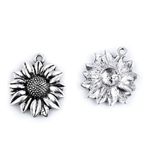 Fashion, accesorii si bijuterii - Barbati - Bijuterii barbati - Lanturi si pandantive barbati - Pandantiv decorativ metalic, diametru 23 mm Floare soarelui platinum - Infinity.ro