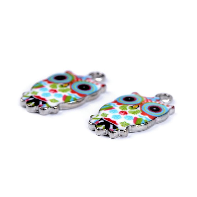 Fashion, accesorii si bijuterii - Barbati - Bijuterii barbati - Lanturi si pandantive barbati - Pandantiv decorativ metalic 13 x 23 mm Bufnita multicolor - Infinity.ro