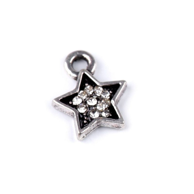 Fashion, accesorii si bijuterii - Femei - Bijuterii femei - Pandantive femei - Pandantiv decorativ steluta cu strasuri, diametru 9 mm Alb - Infinity.ro